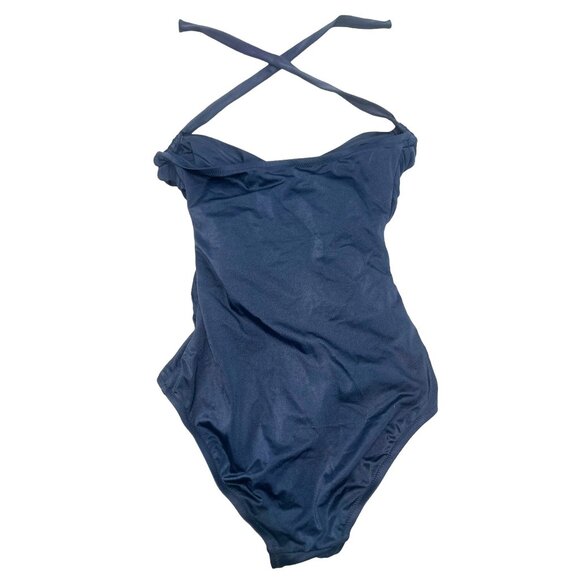 JCrew One Piece Swimsuit Womens 2 Black Halter Faux Wrap Tummy Control Classic - Picture 9 of 16